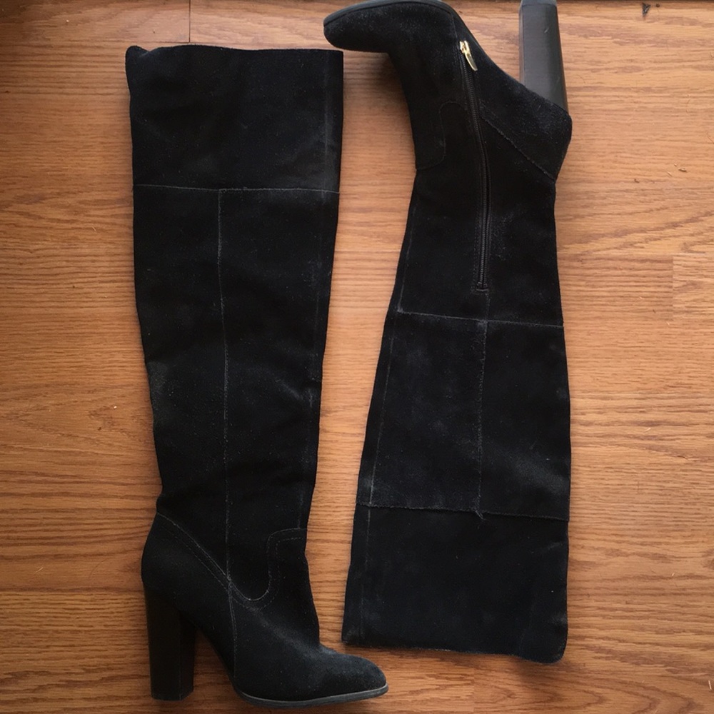 Suede Over the Knee Black Boots